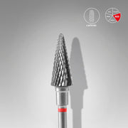 Fresa de carburo cono roja. Diámetro 6 mm, parte de trabajo 14 mm (STALEKS)