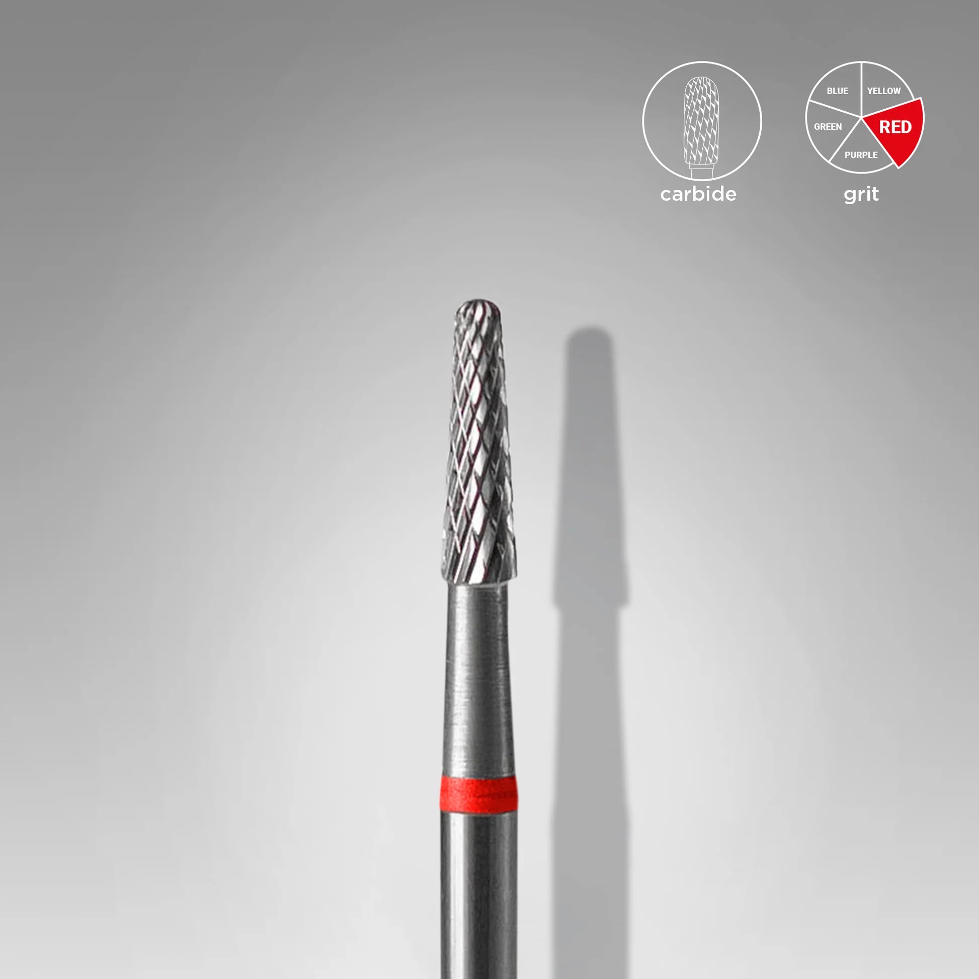Fresa de carburo cono roja. Diámetro 2,3 mm, parte de trabajo 8 mm (STALEKS)