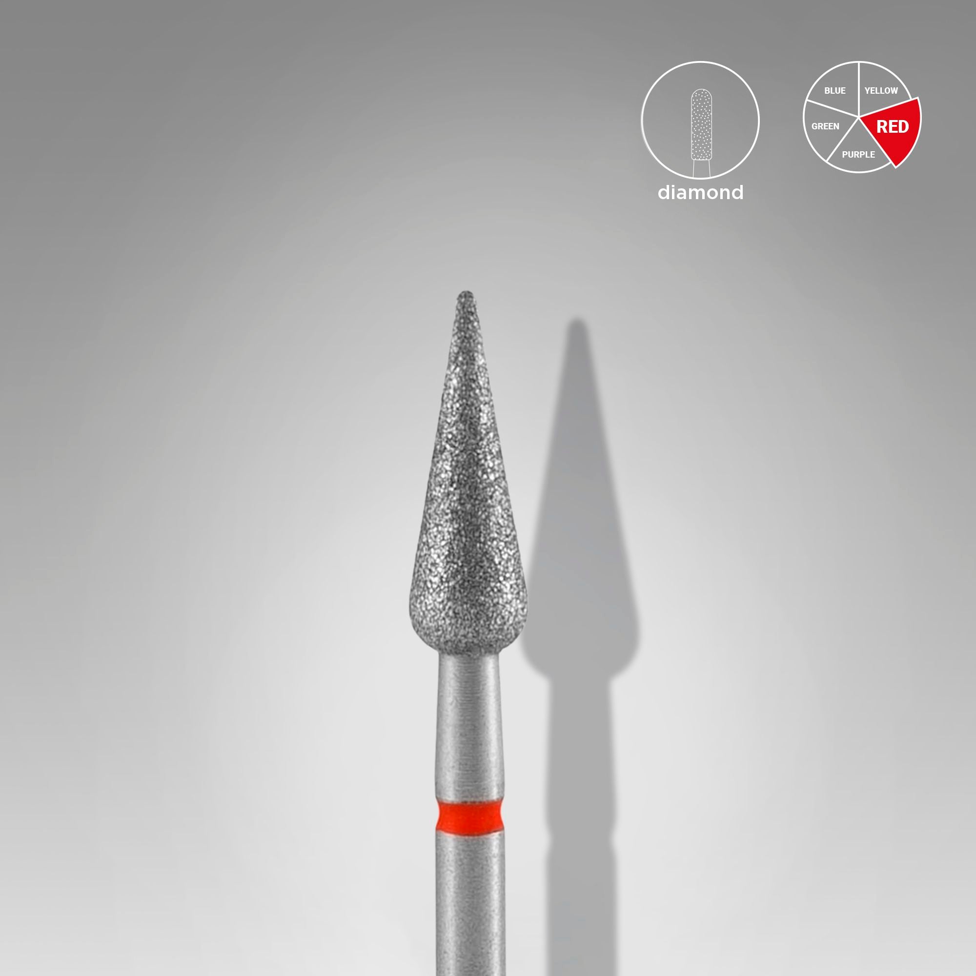 Fresa - Flecha puntiaguda roja. Diametro 4mm, parte de trabajo 12mm. (STALEKS)