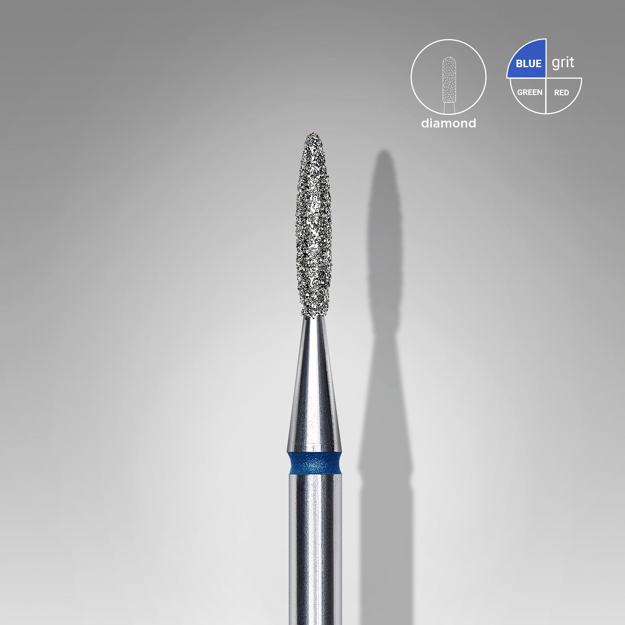 Fresa - Flama Puntiaguda Azul. Diámetro 1,6 mm, largo 8 mm. (STALEKS)