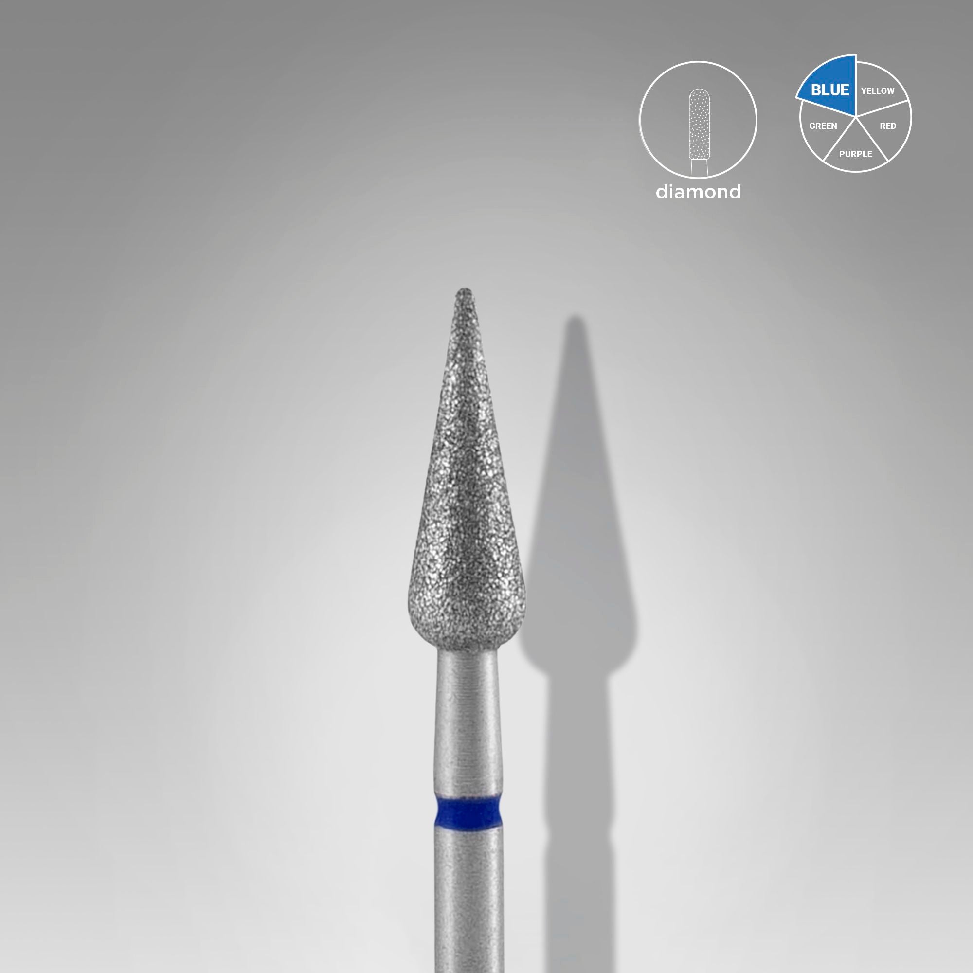 Fresa - Flecha puntiaguda azul. Diametro 4mm, parte de trabajo 12mm. (STALEKS)