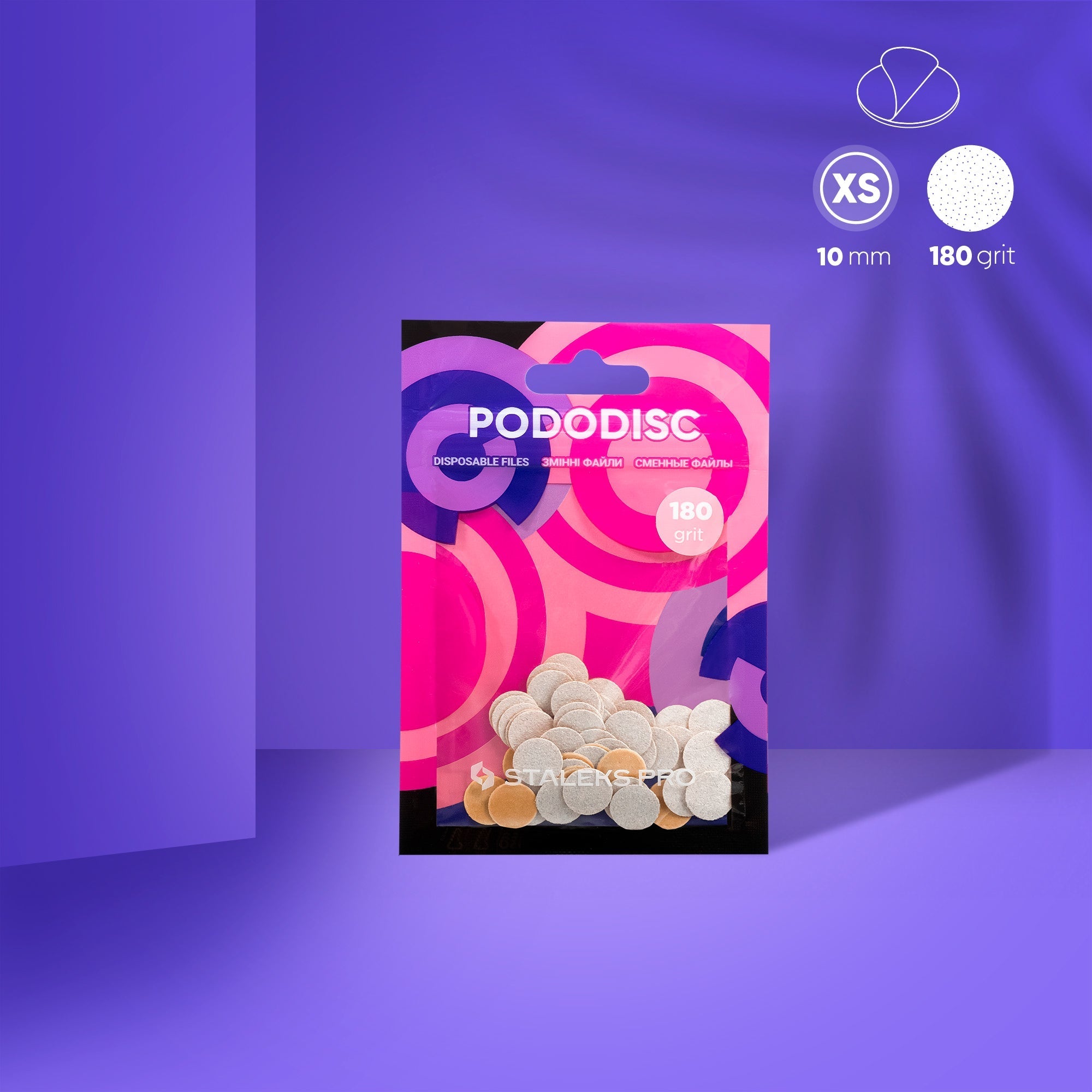 Limas blancas desechables para disco de pedicura PODODISC XS EXPERT grano 180 (50 uds.)