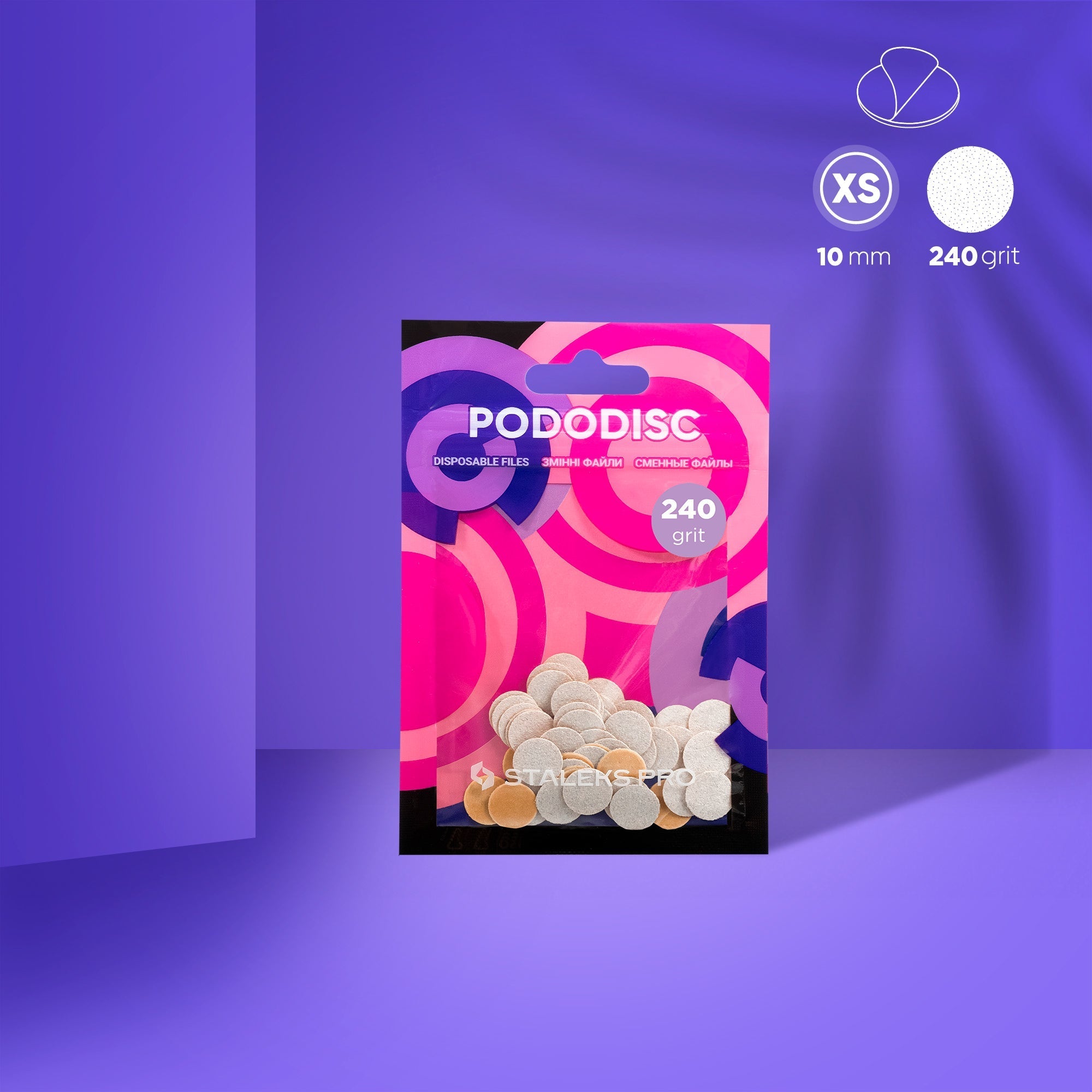 Limas blancas desechables para disco de pedicura PODODISC XS EXPERT grano 240 (50 uds.)