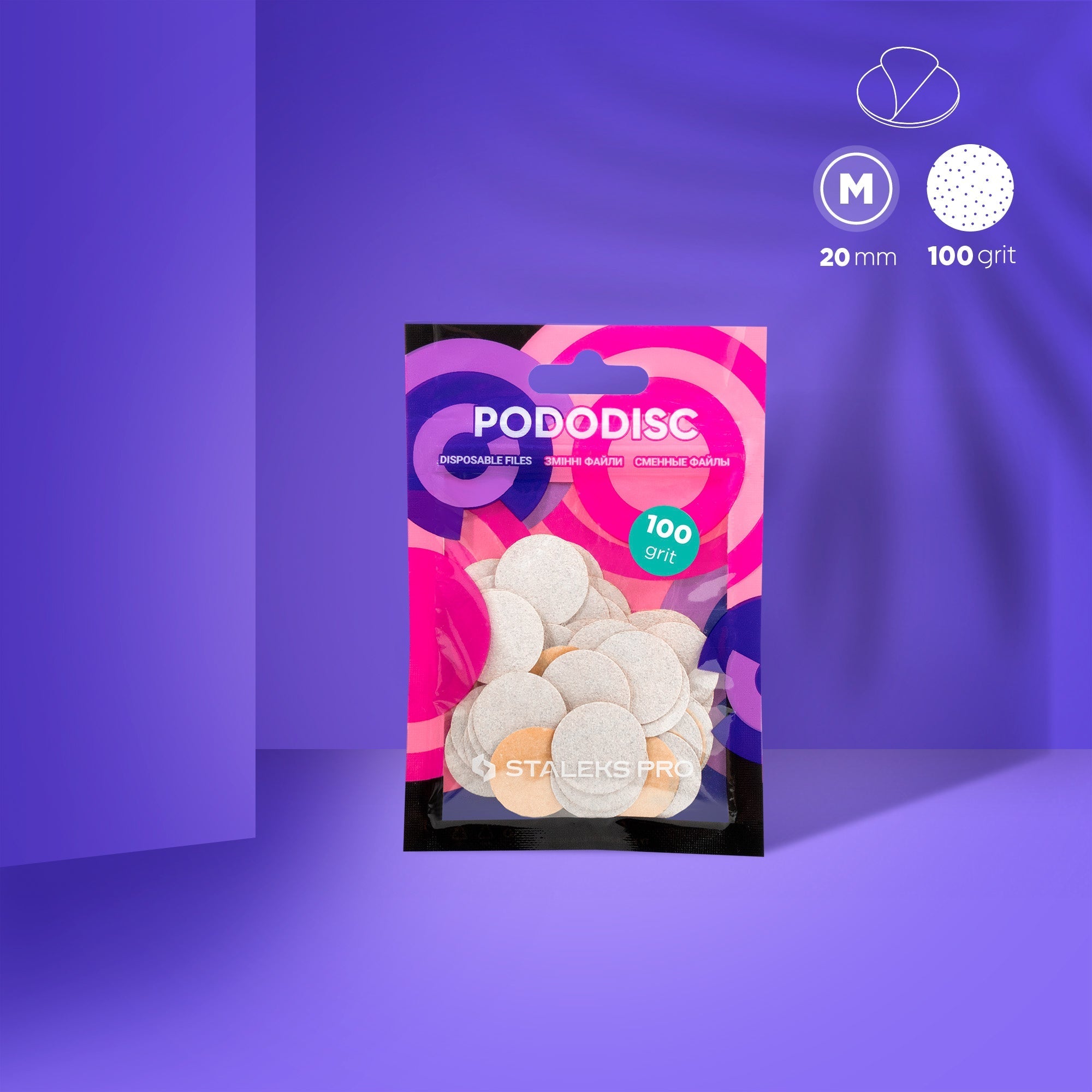 Limas blancas desechables para disco de pedicura PODODISC M EXPERT grano 100 (50 uds.)