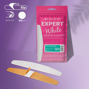 Limas blancas desechables para uñas de media luna sobre una capa de espuma suave EXPERT 40 grano 100 (30 uds.)