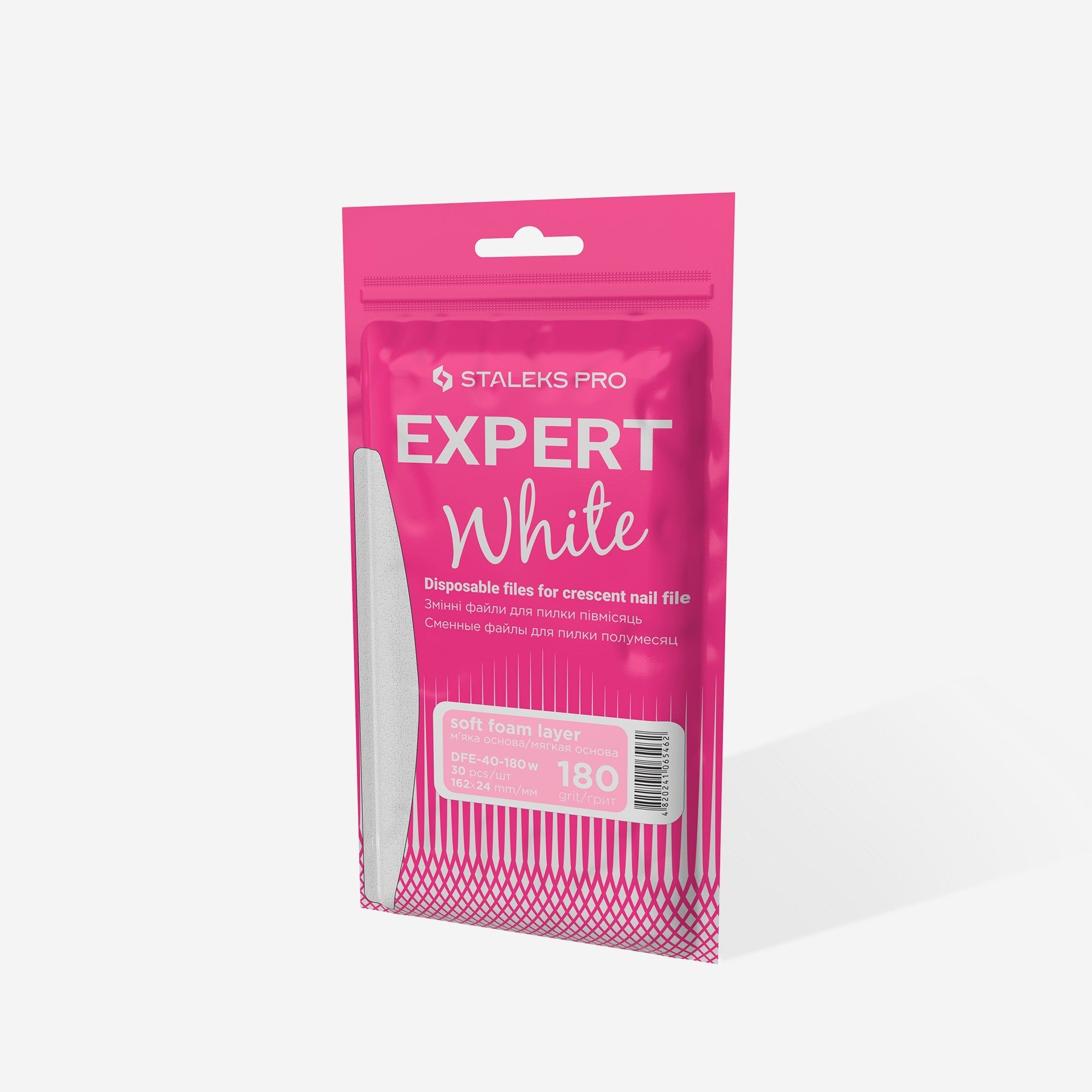 Limas blancas desechables para uñas de media luna EXPERT 40 grano 180 (30 uds.)