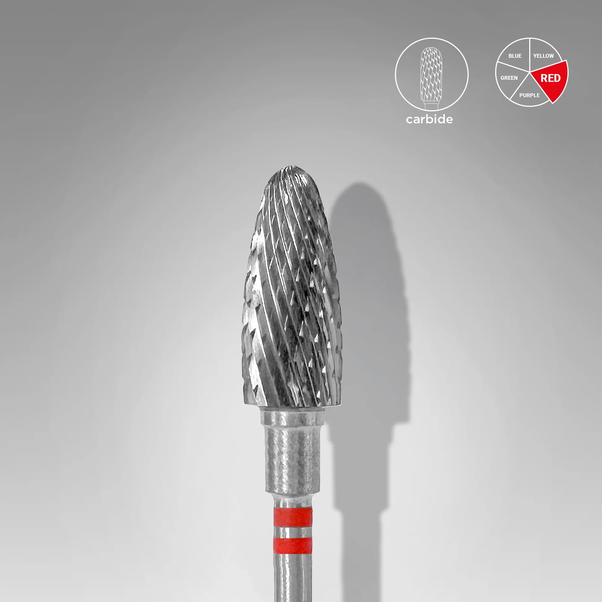Fresa de carburo forma maíz  para zurdos roja.  Diámetro 6 mm, parte de trabajo 14 mm (STALEKS)